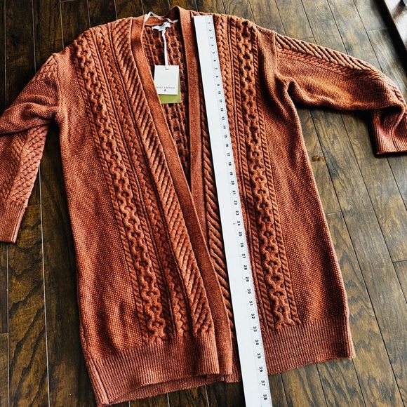 NEW Nili Lotan x Target size XL Sweater Rusty Orange Brown Cabled Cardigan - Picture 10 of 10
